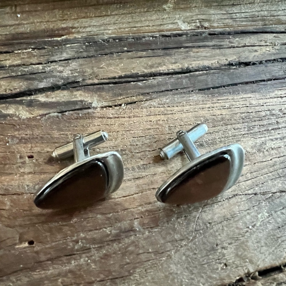 Brown Jasper (?) and Silver Cufflinks - Picture 3 of 5